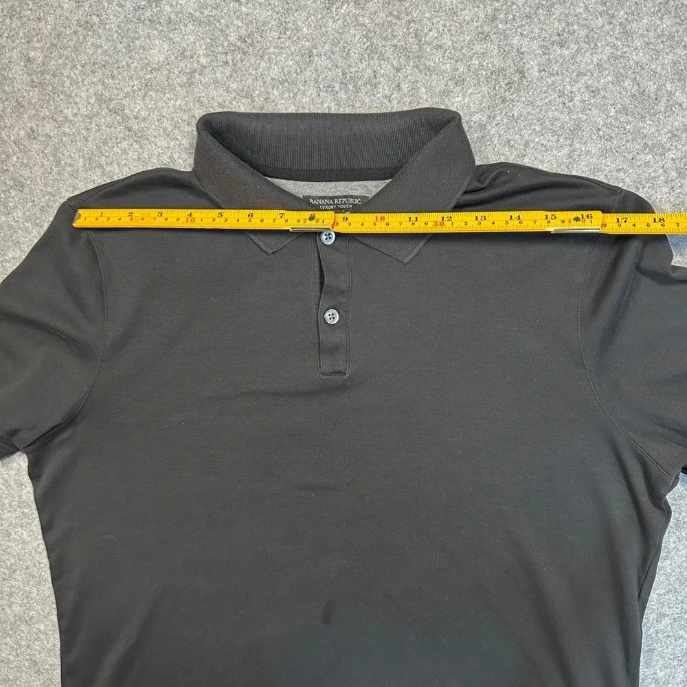 Banana Republic Luxury Touch Polo Large Black Solid Cotton‎ Short Sleeve